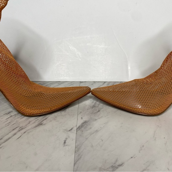 Steve Madden Vielo Orange Fish Net Pointy Toe Heeled Bootie 8 1/2 M - Picture 7 of 16